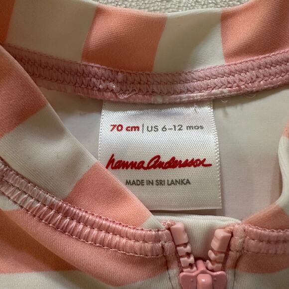 Hanna Andersson Rash Guard sz 6-12 months pink stripe bathing suit - Picture 6 of 6